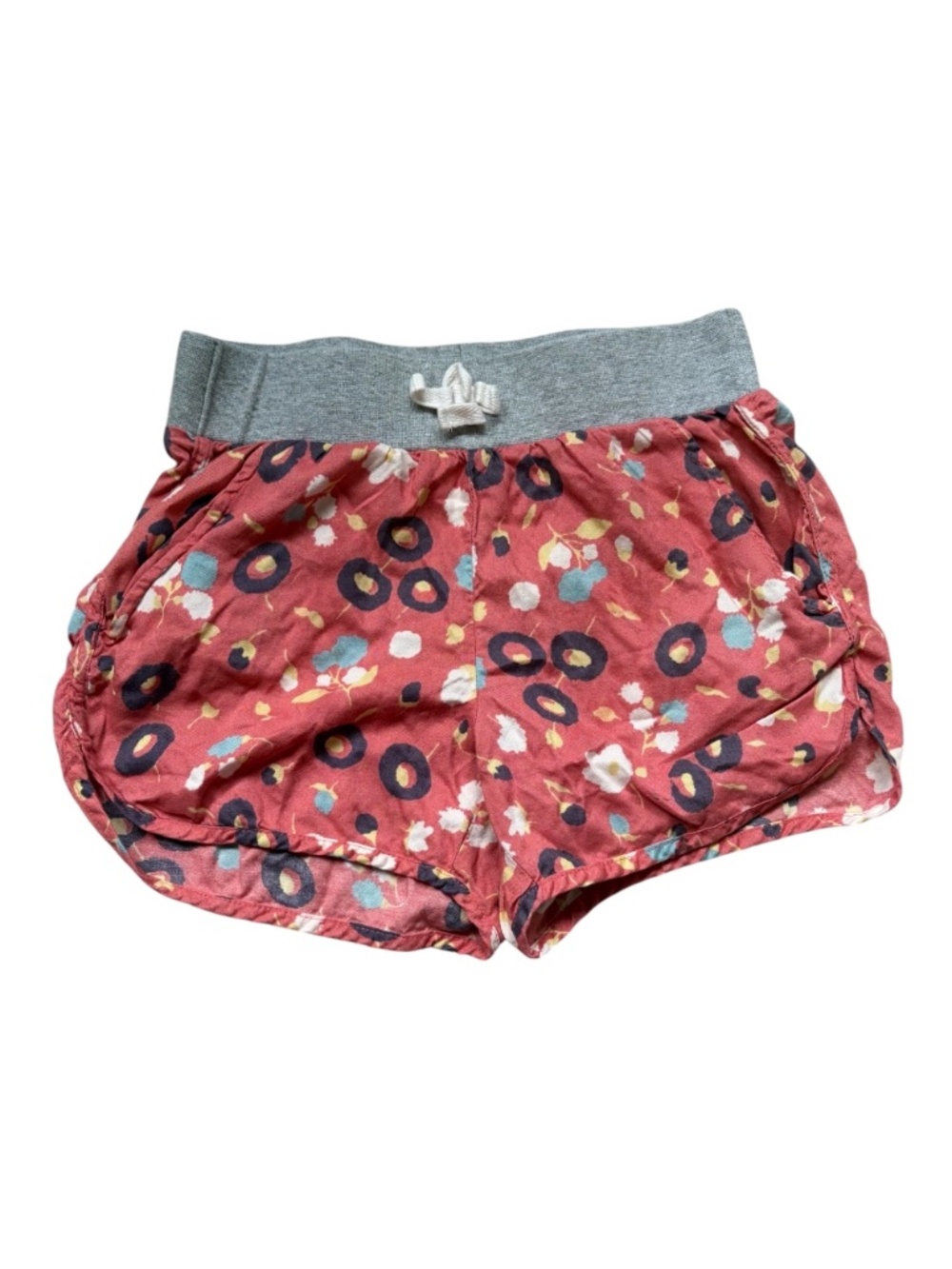 Hanna Andersson Floral Pocket Shorts Size 8 (130) Coral Gray Rayon